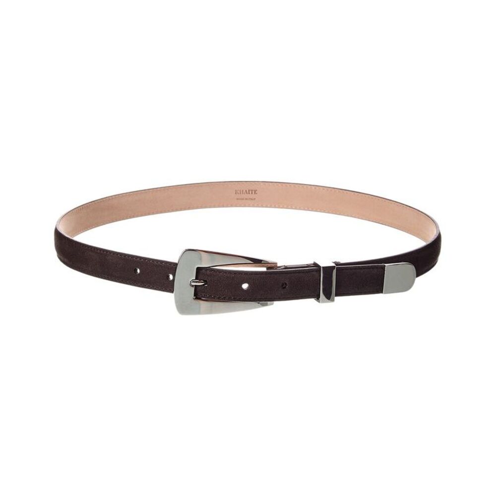Khaite Lucca Small Suede Belt, Brown